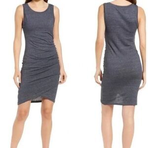 TREASURE & BOND Size Small Gray Ruched Sleeveless Crossover Hem Sheath Mini